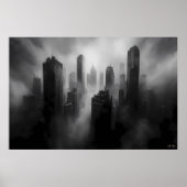 Majestueuze wolkenkrabbers verzonken in dramatisch poster (Voorkant)