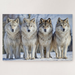 Majestueuze wolven in het besneeuwde landschap, wi legpuzzel