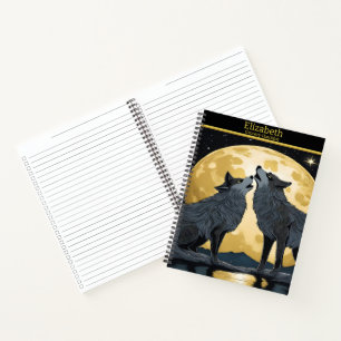 Majestueuze wolven zingen een serenade voor het gl notitieboek
