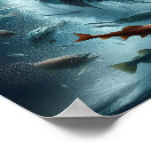 Majestueuze zalm tijdens maanverlichte dans 16x12 poster (Hoek)