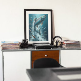 Majestueuze zalm tijdens maanverlichte dans 16x20 poster