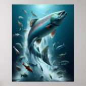 Majestueuze zalm tijdens maanverlichte dans 16x20 poster (Voorkant)