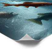 Majestueuze zalm tijdens maanverlichte dans 18x24 poster (Hoek)
