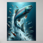 Majestueuze zalm tijdens maanverlichte dans 18x24 poster (Voorkant)