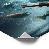 Majestueuze zalm tijdens maanverlichte dans 20x16 poster (Hoek)