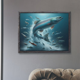 Majestueuze zalm tijdens maanverlichte dans 36x24 poster