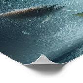 Majestueuze zalm tijdens maanverlichte dans 36x24 poster (Hoek)