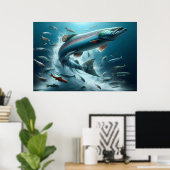 Majestueuze zalm tijdens maanverlichte dans 36x24 poster (Thuiskantoor)