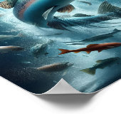 Majestueuze zalm tijdens Moonlit Dans 10x8 Poster (Hoek)