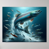 Majestueuze zalm tijdens Moonlit Dans 10x8 Poster (Voorkant)