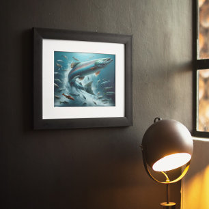 Majestueuze zalm tijdens Moonlit Dans 10x8 Poster
