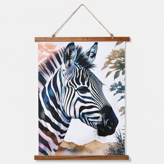Majestueuze Zebra in Waterverf Hangend Wandkleed (Voorkant)