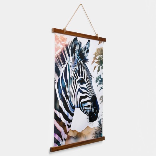 Majestueuze Zebra in Waterverf Hangend Wandkleed (Gebogen)