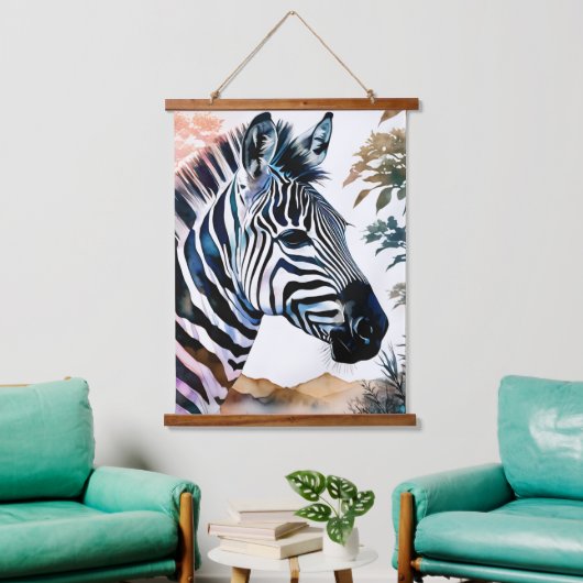 Majestueuze Zebra in Waterverf Hangend Wandkleed (Woonkamer)