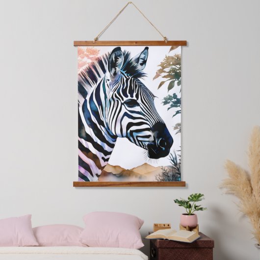 Majestueuze Zebra in Waterverf Hangend Wandkleed (Slaapkamer)