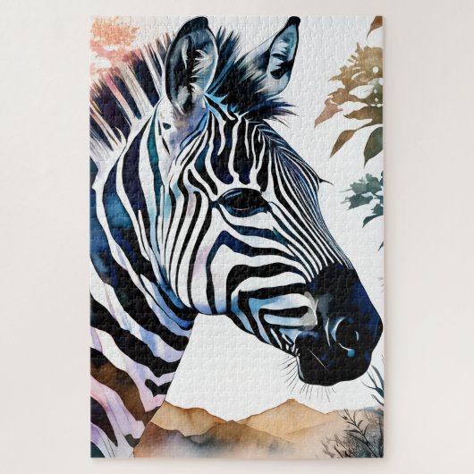 Majestueuze Zebra in Waterverf Legpuzzel (Verticaal)