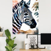 Majestueuze Zebra in Waterverf Poster (Thuiskantoor)