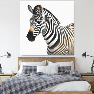 Majestueuze Zebra Portret Realistische Wildlife Ar Canvas Afdruk