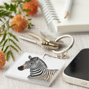 Majestueuze Zebra Portret Realistische Wildlife Ar Sleutelhanger