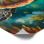 Majestueuze Zee Turtle Wall Art, oceaan-geïnspiree Poster (Hoek)