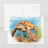 Majestueuze Zeeschildpad in Beweging Briefkaart (Voorkant / Achterkant)