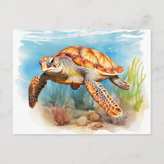 Majestueuze Zeeschildpad in Beweging Briefkaart (Voorkant)
