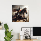 Majestueuze zilverkleurige realistische middeleeuw poster (Thuiskantoor)