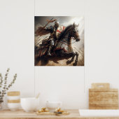 Majestueuze zilverkleurige realistische middeleeuw poster (Keuken)