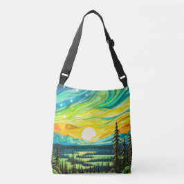 Majestueuze zonsondergang Abstracte illustratie Crossbody Tas