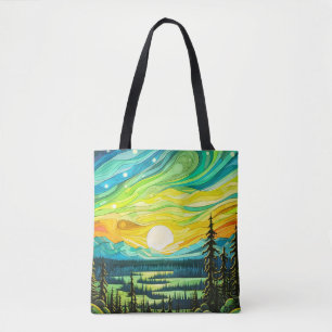 Majestueuze Zonsondergang Abstracte Illustratie Tote Bag