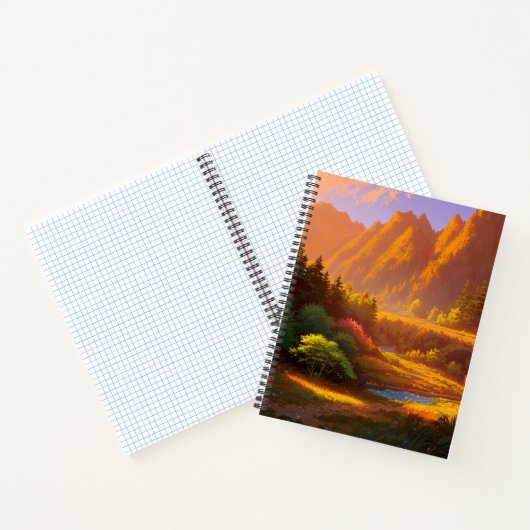 Majestueuze zonsondergang in de groene vallei notitieboek (Binnen)