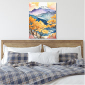 Majestueuze zonsondergang over de bergen canvas afdruk (Insitu (Slaapkamer))