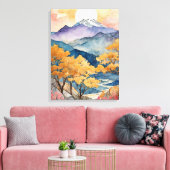 Majestueuze zonsondergang over de bergen canvas afdruk (Insitu (Woonkamer))