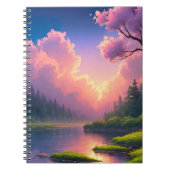 Majestueuze zonsondergang over de Groene Riverbank Notitieboek (Voorkant)