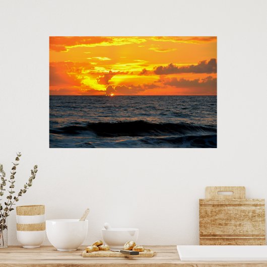 Majestueuze zonsopgang boven de oceaan poster (Keuken)