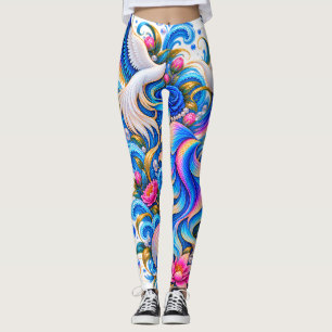 Majestueuze Zwaan & Lotus Kunst Leggings