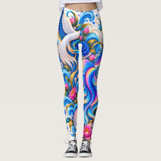 Majestueuze Zwaan & Lotus Kunst Leggings