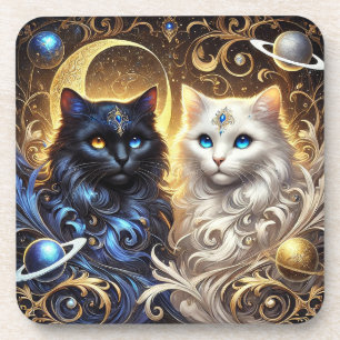 Majestueuze zwart-witte katten bier onderzetter