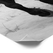 Majestueuze zwarte hengst in een dromerig winterla poster (Hoek)