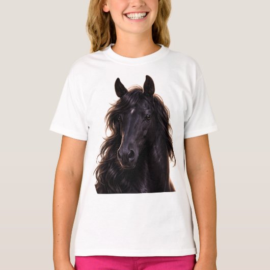 Majestueuze zwarte hengst t-shirt (Voorkant)