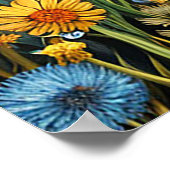 Majestueuze zwarte hengst te midden van levendige  poster (Hoek)