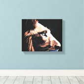 majestueuze zwarte leeuw | Hoge kwaliteit donkere  Canvas Afdruk (Insitu (Houten vloer))