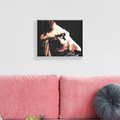 majestueuze zwarte leeuw | Hoge kwaliteit donkere  Canvas Afdruk (Insitu (Woonkamer))