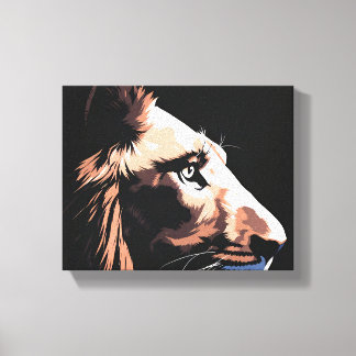 majestueuze zwarte leeuw | Hoge kwaliteit donkere  Canvas Afdruk