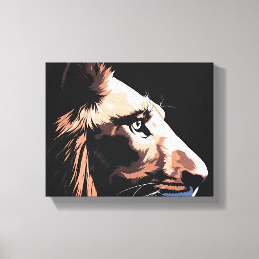 majestueuze zwarte leeuw | Hoge kwaliteit donkere  Canvas Afdruk (Voorkant)