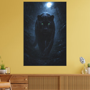 Majestueuze Zwarte Panter – Stille Kracht in de Na Canvas Afdruk