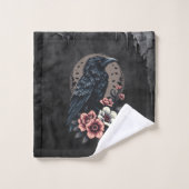 Majestueuze zwarte raaf bad handdoek (Wasdoekje)