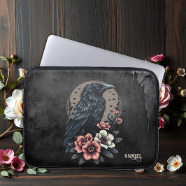 Majestueuze zwarte raaf laptop sleeve