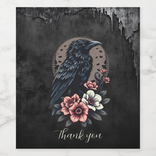 Majestueuze zwarte raaf wijn etiket (Enkel label)