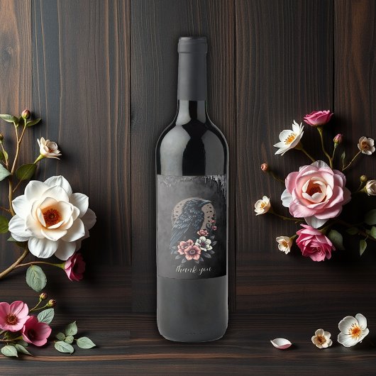 Majestueuze zwarte raaf wijn etiket